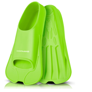 Odoland Snorkel Fins, Diving Fins for Adult, Full Foot Pocket Travel Size Swim Training Fins, Silicone Snorkeling Fins, Comfortable Flippers for Men Women (S(US Male 5.5-7 US Female 6.5-8), Green)