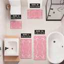 Light Pink Bow Bath Mat Cute Bathroom Rugs, Soft Absorbent Bow Carpet, Girly Bathroom Decor Rugs Non Slip & Machine Washable (S)