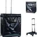 Reusable Grocery Bags on Wheels, Rolling Tote Bag, Portable Shopping Cart for Groceries with Wheels and Drawstring Bag, Trolley, 54L, Foldable, Black