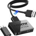 4K HDMI Splitter 1 in 2 Out with Power Adapter and 4Ft Hdmi 2.0 CableMirror 1 Source Screen to 2 Display Devices-Not for Extended Display, 1x2 HDMI Splitter Compatible with PS4, HDTV, Monitor