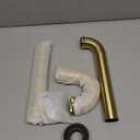 Brass P Trap, 1 1/4 Bathroom Basin Sink Waste Trap Drain Kit with Flange and Slip Joint Extension Tube Drain Tailpiece, Adjustable Height, Brushed Gold Brass Finish