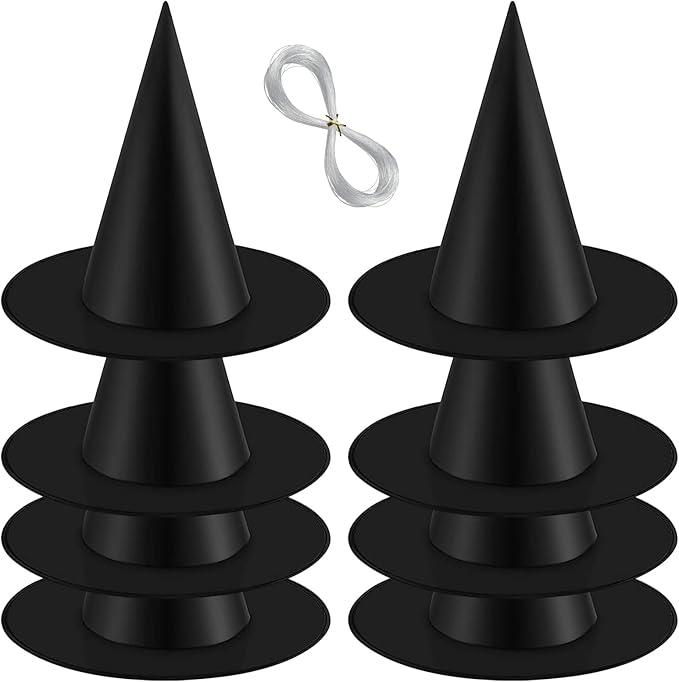 8 PCs Halloween Witch Hats Witch Costume Accessory for Halloween Cosplay Party, Black