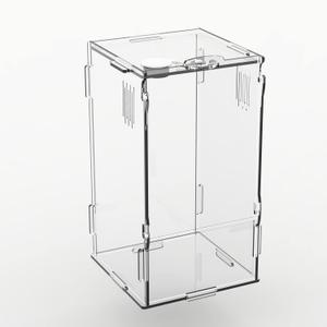 BETAZOOER Acrylic Mini Reptile Tank Habitat Transparent Terrariums with Locking Latch Suitable for Tarantula Isopod Roach Invertebrates (8''x6''x14'') (Large)