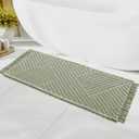 H.VERSAILTEX Waffle Bath Runner Rug Long Bath Mat Super Absorbent Boho Bath Rugs Non Slip Bath Runner for Bathroom Floor Machine Washable Dry Fast Bathroom Rugs with Tassels, 24" x 60", Sage