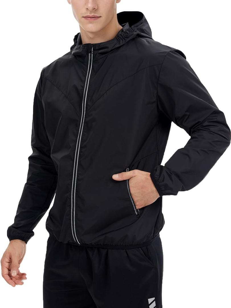 LAZAWG Men Rain Jackets Waterproof with Hood Lightweight Raincoat Windbreaker for Travel Hiking Cycling, Medium