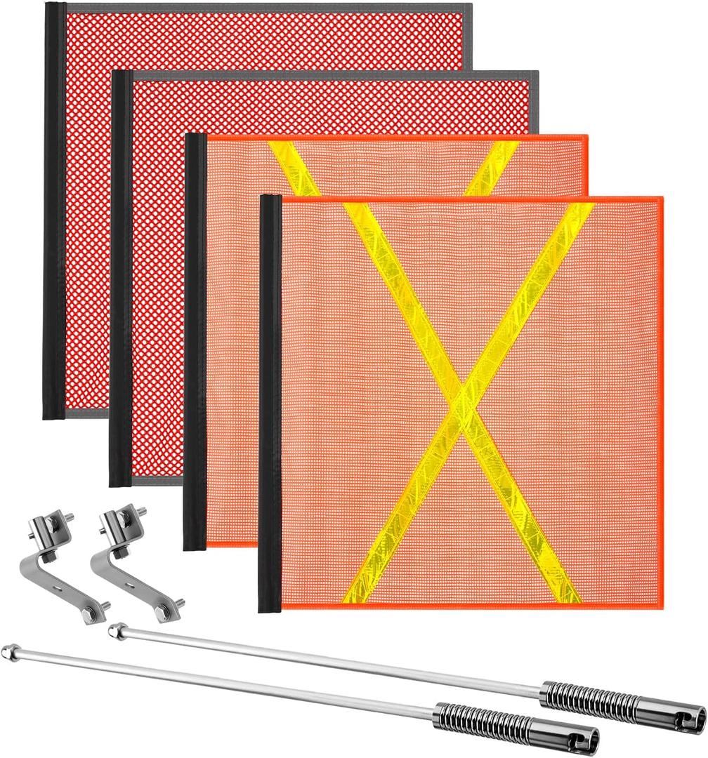 Mount Warning Flag 18" x 18" Mesh Safety Flag with Mounting Bracket