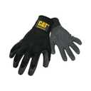 Cat CAT017400L Textured Latex Palm Gloves - Black, Large, Breathable Polycot Knit Shell Gloves with Extended Knit Wrists