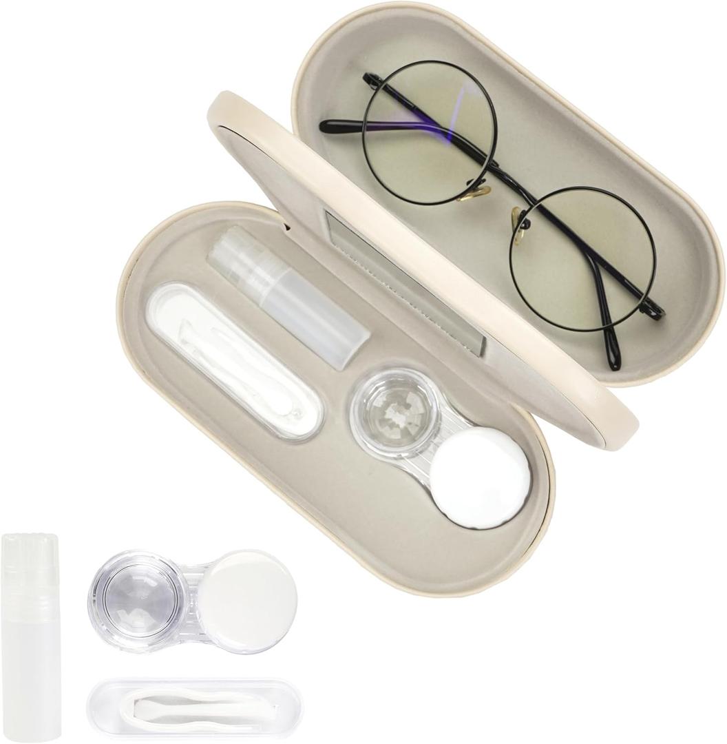 Eyeglass Case Double Sided Portable Contact Lens Box 2 in 1 Multifunction With Tool