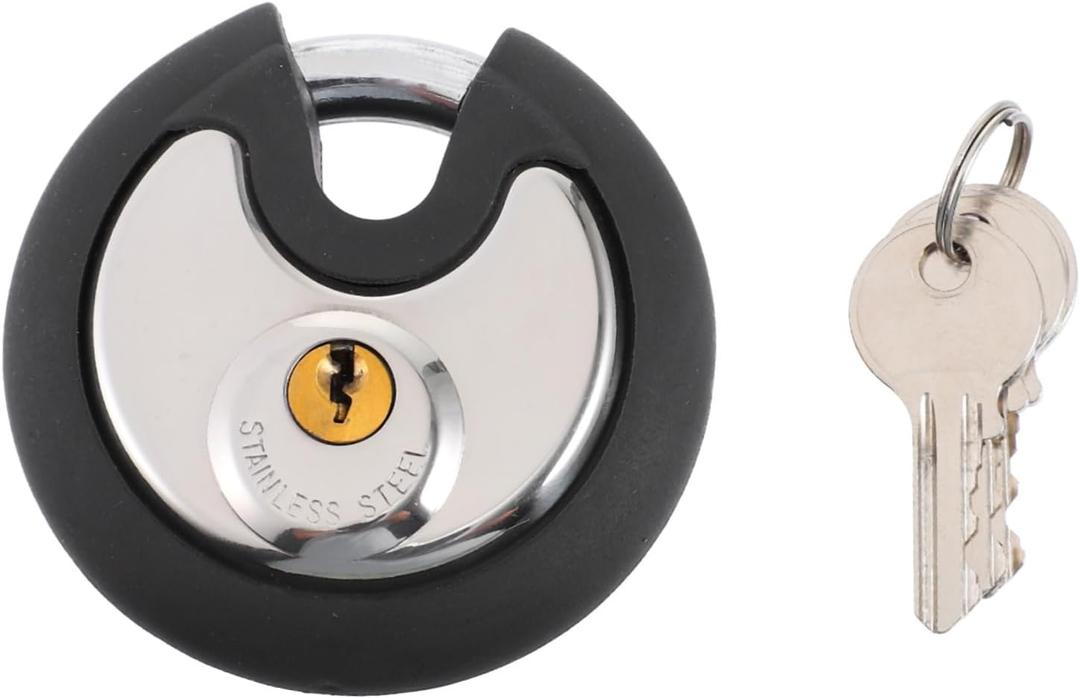 Puroma Keyed Padlock, Stainless Steel Discus Lock Heavy Duty Lock with 2 keys