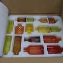 Yaomiao 30 Pcs Vases Bulk Colored Flower Glass Vases Bud Vintage Colored Glass Bottles Colorful Rustic Embossed for Home Wedding Table Decorations Gifts(Orange Yellow Series)