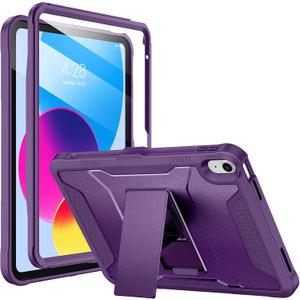 Soke Case for iPad (A16) 11th Generation 11-inch 2025, iPad 10th Generation 10.9-inch 2022, with Built-in Screen Protector and Kickstand, Rugged Full Body Protective Cover - Purple