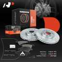 A-Premium 11.34 inch(288 mm) Front Drilled and Slotted Disc Brake Rotors+Ceramic Pads Kit Compatible with Audi and Volkswagen Models - Jetta 2005-2014, A3/A3 Quattro 2009-2010, EOS 09-12, Golf 10-11