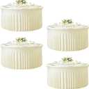 GALLETY 4 Pack Ivory Round Tablecloth for 5FT Round Tables, 120 inch Fitted Spandex Table Cloth with Skirt, Wrinkle Free & Stain Resistant Stretchy Table Cover for Birthday, Anniversary & Picnic