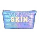 Hiroyuki Iridescent Makeup Bag, 14 inches Cosmetic Bag, Large Capacity Travel Pouch (Skin, blue)