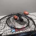 QualyQualy 30" Crab Ring Trap Bait with Fishing Buoy Marker Floats Preventing Winding Floats 16.5" Deep Crab Net with 36 Tarred Braided Twine Fishing Crabbing Net for Board, Kayak, Dock and Pier (Light Weight 4.4lb)