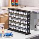 FlagShip 5-Tier Corner Coffee Pod Organizer for K Cup - 40 Capsules Metal Storage, Space-Saving Kitchen Countertop Rack Wall Mountable, Black