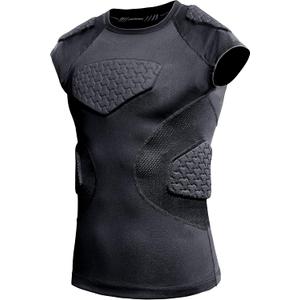 COOLOMG Youth Football Padded Shirt Chest Rib Protector Heart Sternum Shoulder Protection, XL