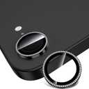 for iPhone 16e Camera Lens Protector, Individual Metal Ring Tempered Glass Lens Cover,[Strong Adsorption] Scratch Resistant Thin HD Clear Lens Cover, 1 Set-Black