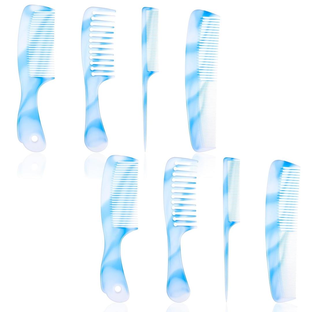 8-Pack Comb For Women,Large Tooth Comb,Blue Combs Wide Tooth,Big Combs for Fine Hair and Styling, Fine Toothes for Fines,Curly or Wet Hair, Home & Travel Use