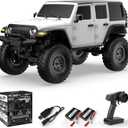 RACENT 1/24 RC Crawler 4WD Off Road All Terrain RC Monster Truck Rock Climbing with led Light Waterproof Hobby Grade Toys with 4 Batteries for Adults (White)