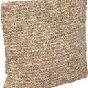 Creative Co-Op, Brown Woven Cotton Blend Boucl Pillow, Cream, Square, 20"