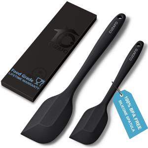 Heat Resistant 600 Silicone Spatula, BPA Free Mixing Spatulas set Dishwasher Safe for Nonstick Cookware, Black