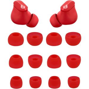 ALXCD Ear Tips Compatible with Beats Studio Buds, S M L 3 Sizes 6 Pairs Soft Silicon Earbuds Tips Eartips, Replacement for Beats Studio Buds, 6 Pairs, Red