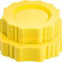 COLOSUS Disposable Lemon Yellow Plastic Plates 60Pcs, Light Baby Yellow Party Plates, Heavy Duty 30 Dinner plate 10.5 and 30 Salad/Dessert Plate 8.25 for Easter day Party Dinner