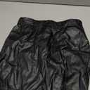 Women's Faux Leather Skirt High Waist Tummy Control Bodycon Mini Short Skirt with Slit (Large, Black)