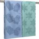 2 Pcs Winter Snowflake Bathroom Hand Towels 100% Cotton 29.5 x 13.7 Inch Blue and Green Christmas Glove Jacquard Weave Bath Towel for Kitchen Gifts Decor for Christmas