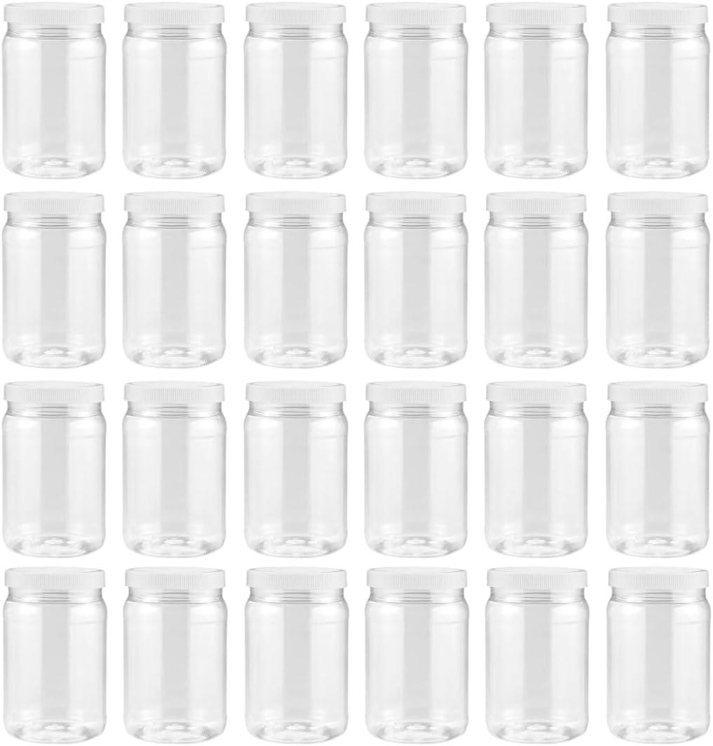 Smart Solutions Clear Plastic Mason Jars (18 oz 24 pack) | With Screw-On Airtight Lids | Refillable | No BPA | Perfect for Crafts, Herbs, Slime, Food & Liquids | Made in USA