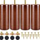 Wood Furniture Legs Set of 4, Solid Round Sofa Couch Feet Replacement Wood Legs for Furniture Table Chair Dresser Ottoman Cabinets Footstool DIY