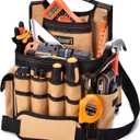 Tool Belt Bag | LOKASS Canvas Electrician Tool Pouch | 23 Pockets&Loops for Tool Organizer | Utility Pouch with Adjustable Belt and Shoulder Strap for Men/Women/Carpenter/Electricians/Constructors