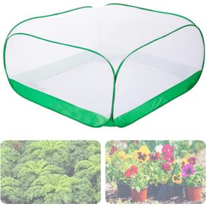 Pop Up Garden Netting for Square Raised Beds - 3.3'L x 3.3'W x 1.65'H Ultra Fine Mesh Net Plant Cover with 4 Stakes, Protection for Vegetables Fruit from Birds Pests