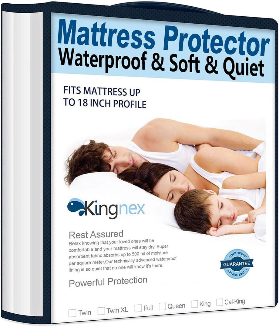 Cooling King Size Mattress Protector Waterproof Ultra Soft Noiseless Smooth Jersey Top Fitted Matressprotector Cover with Stretchy Pocket