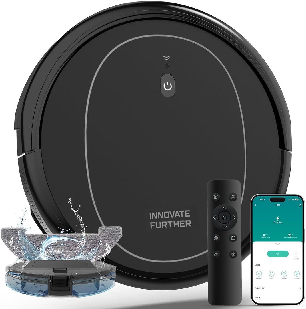 Robot Vacuum and Mop Combo, 5000Pa Self-Charging Robot Vacuum with Alexa & App Control, 3-in-1 Robotic Vacuum cleaner with Smart Obstacle Avoidance, Slim, Quiet, Ideal for Pet Hair, Carpet and Floors