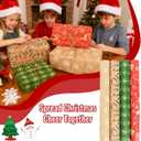 2 x CAKKVDE Vintage Christmas Wrapping Paper Roll - Kraft Gift Wrap with Jute Twine | 17 Inch x 49 Feet Durable Holiday Wrapping Paper for Gifts(White snowflakes)