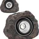 Solar Rock Lights Outdoor – 2 Pack Waterproof LED Landscape Garden Spotlights, Realistic Stone Design, Wireless Solar Powered Pathway Lights for Yard, Walkway, Patio & Lawn Decoration (Auto On/Off)