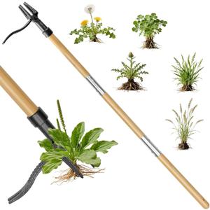 Stand Up Weed Puller Tool - 4-Claw Steel Head, 31"-44.5" Adjustable Long Handle, Heavy Duty Garden Weeder with Foot Pedal, Easy Root Removal for Lawn, Yard, Garden & Flower Bed