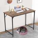 BLKMTY Computer Desk 39" Home Study Desk Office Workstation Large Writing Desks Modern Simple Style PC Table Easy Assembly Computer Table Industrial Style Wood Metal Frame, Vintage (Brown)