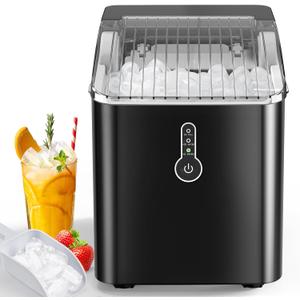 Countertop Ice Maker, Portable Ice Maker with Self-Cleaning, 26Lbs/24Hrs, 9 Cubes in 8 Mins, One-Click Operation, Compact Ice Makers Countertop with Ice Scoop/Basket for Home/Kitchen/Office/Bar, Black