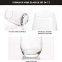 UMEIED Stemless Wine Glasses Set of 10, 14Oz Clear Red White Wine Glass for Home Party Wedding Anniversary