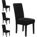 Waterproof PU Leather Dining Chair Covers Set of 4 Stretch Oilproof Parsons Chair Slipcovers Removable Washable Kitchen Chair Protector for Dining Room (Printed Black)