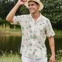 Vytroon Men's Hawaiian Shirts Wrinkle Free Short Sleeve Button Down Tropical Beach Vacation Shirt (M)