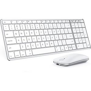 seenda Bluetooth Keyboard and Mouse Combo for Mac, SKM642 Rechargeable Slim Wireless Keyboard Mouse Compact, 3 MultiDevice Connection, Compatible for Mac, MacBook Pro/Air, iPad, White Silver
