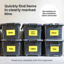 MESS Large Bin Labels for Storage (50 6x4) - Pantry, Organizing, Craft, Shelf, Tote, Moving Labels - Removable for Boxes and Bins (Yellow)