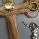 Jerusalem Olive Wood 7" Cross 14 Stations Crucifix from Bethehem with Holy Land Essences