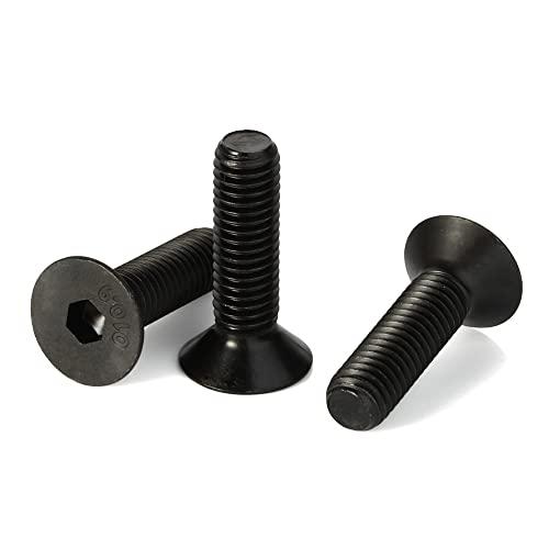 Bykonh M4-0.7 x 12mm Flat Head Socket Cap Screws Countersunk Bolts, Alloy Steel Class 10.9 Black Oxide, DIN 7991, Fully Threaded, 100 PCS
