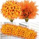 2 x 16 Bundles Artificial Mums for Outdoors Garden Home Decoration Fake Mums 2 Style Faux Silk Daisy for Outside Planter Front Porch Patio Indoor Home Wedding Garden Porch Window Box Planter Decoration