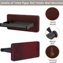 2 x Rustic Toilet Paper Holder Wall Mount - 6.69"x2.95" Solid Wood Bathroom Tissue Paper Roll Hoder with 5.7" Stainless Steel Rod, Farmhouse Paper Towel Holder for Small Space